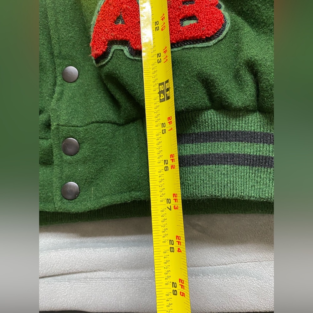 Product Of Society 2006 Varsity Jacket XL Green Wool Bomber Streetwear Y2K VTG - Picture 13 of 16